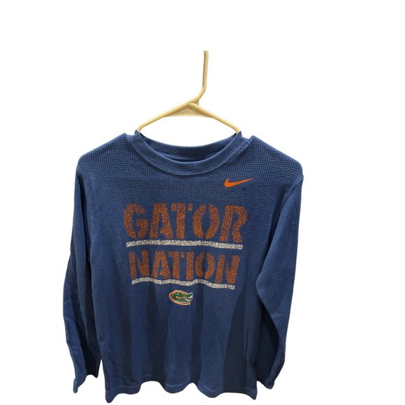 Nike "Gator Nation" long sleeve waffle Yth Medium tee Royal - NWT - Picture 1 of 5